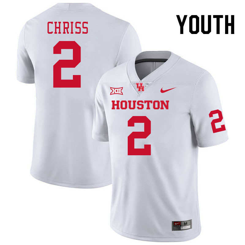 Youth #2 Zeon Chriss Houston Cougars College Football Jerseys Stitched-White